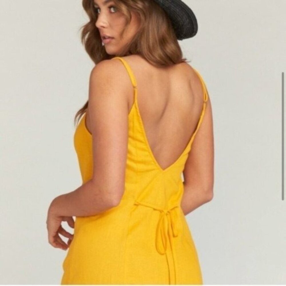 Show Me Your Mumu Sunflower Yellow Spaghetti Strap Mini Sundress Linen Blend - Picture 6 of 6